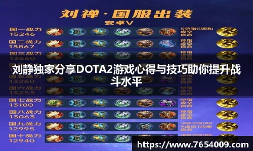 刘静独家分享DOTA2游戏心得与技巧助你提升战斗水平